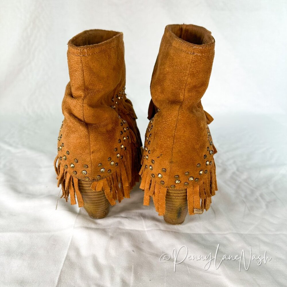 Not Rated Fringe Studded Western Boots Butterscotch Size 8 - Picture 4 of 8